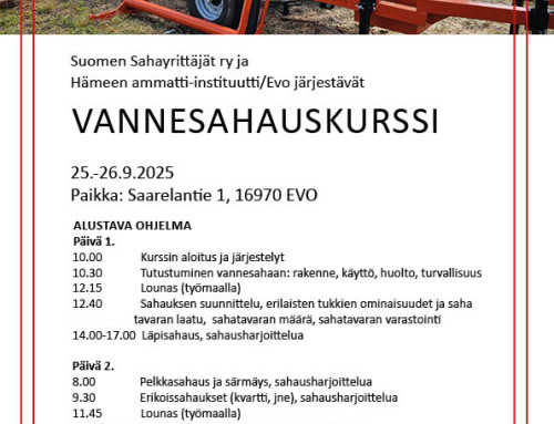 Vannesahauskurssi Evolla syyskuussa